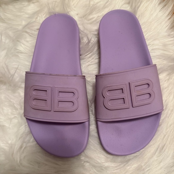 BALENCIAGA Women's Pool Bb Slide Sandal in Purple - Picture 4 of 10